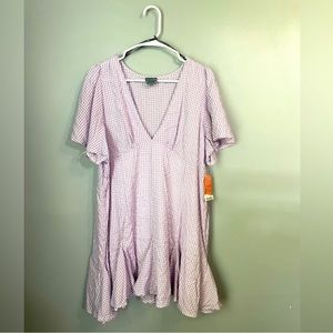Arula NWT Purple And White Checkered Flowy Lightweight Plus Size Dress Size XL